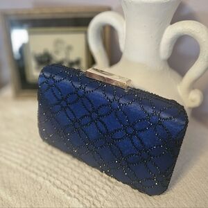 Royal Blue Bejeweled Evening Clutch Nwt